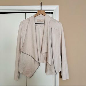 Blank NYC Faux Suede Drape Jacket, Size S, Cream